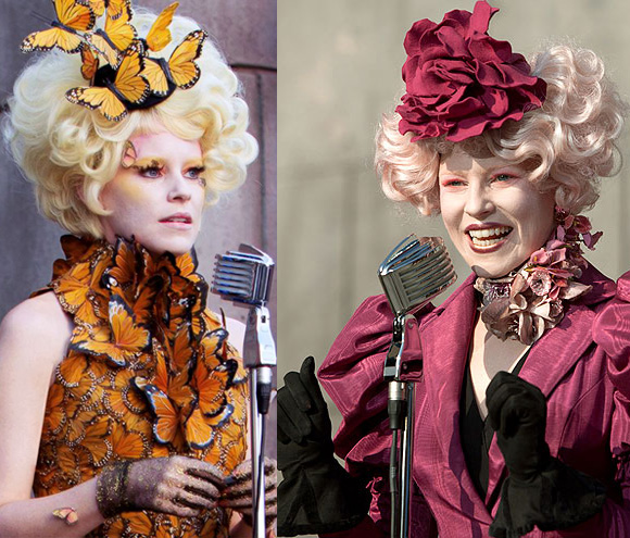 Maquiagens de Effie Trinket Elizabeth Banks em Jogos Vorazes. 